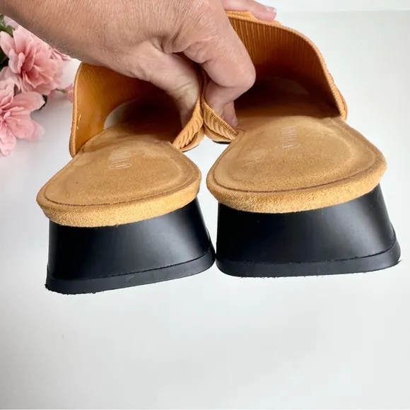 VIVAIA Yaffa Mustard Yellow Knitted Pointed Toe Mules