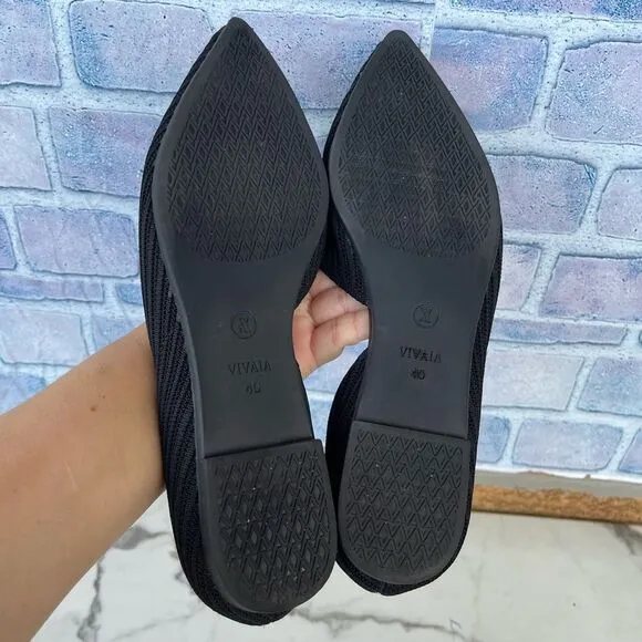 Vivaia Melia black pointed toe knit ballet flats women’s shoe size 40/9
