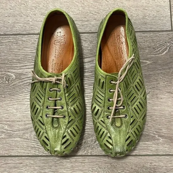 Volks Walkers Green 1229 weave Leather Flats | 37
