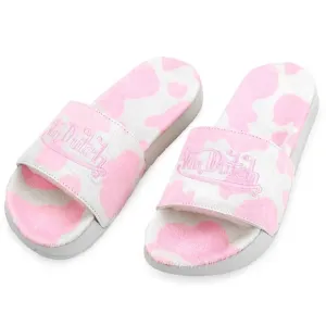 Von Dutch MEN'S PINK &amp; WHITE COW PRINT PONY HAIR SLIDES | NEW/NIB!! 🩷🐮