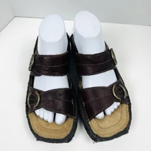 VTG Frye Leather Aztec Slides Sandals Women's Sz 8.5 Rare Chunky Double Buckle