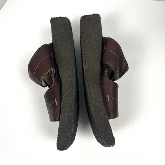 VTG Frye Leather Aztec Slides Sandals Women's Sz 8.5 Rare Chunky Double Buckle