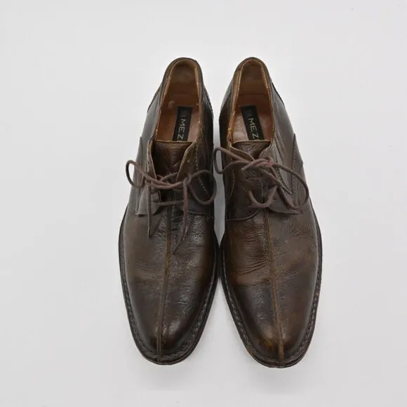 Vtg MEZLAN Loafers Mens Size 8.5 Derby Brown Leather Lace Up Academia Career 90s