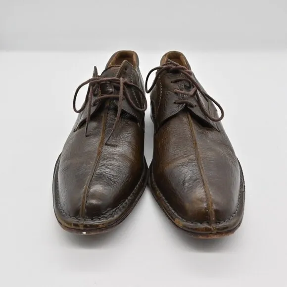 Vtg MEZLAN Loafers Mens Size 8.5 Derby Brown Leather Lace Up Academia Career 90s
