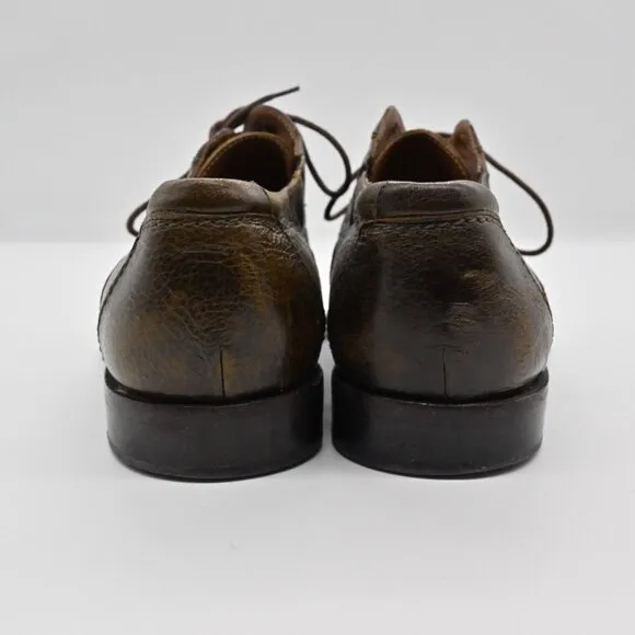 Vtg MEZLAN Loafers Mens Size 8.5 Derby Brown Leather Lace Up Academia Career 90s