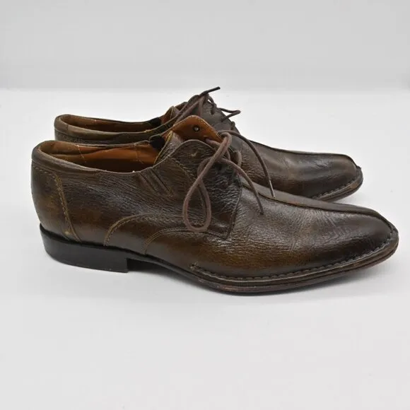 Vtg MEZLAN Loafers Mens Size 8.5 Derby Brown Leather Lace Up Academia Career 90s