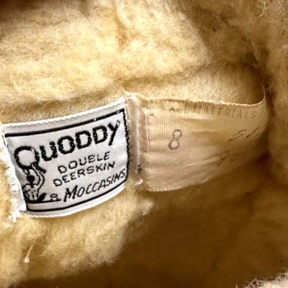 VTG RARE Quoddy 9614 Double Deerskin Leather Fur Moccasin Boots Mukluks USA 8
