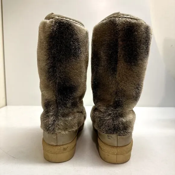 VTG RARE Quoddy 9614 Double Deerskin Leather Fur Moccasin Boots Mukluks USA 8