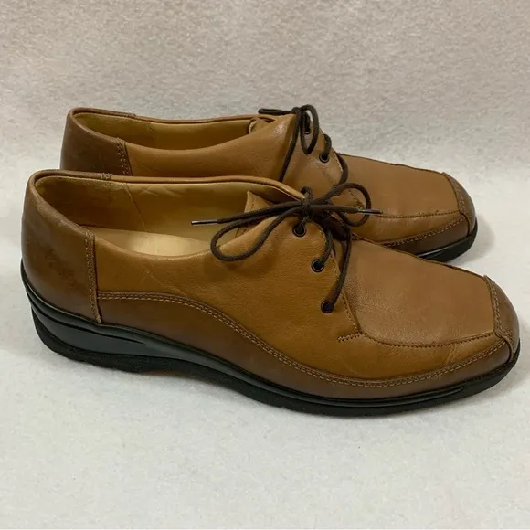 VTG Solidas German Made Leather Tie Loafers Preppy Grandpa Grunge
