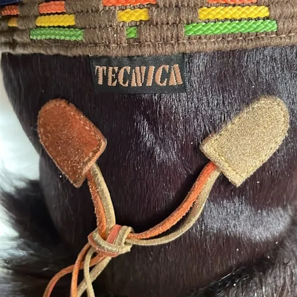 Vtg Tecnica Italian Chocolate Brown Goatskin &amp; Fur Scandia Apres Boots