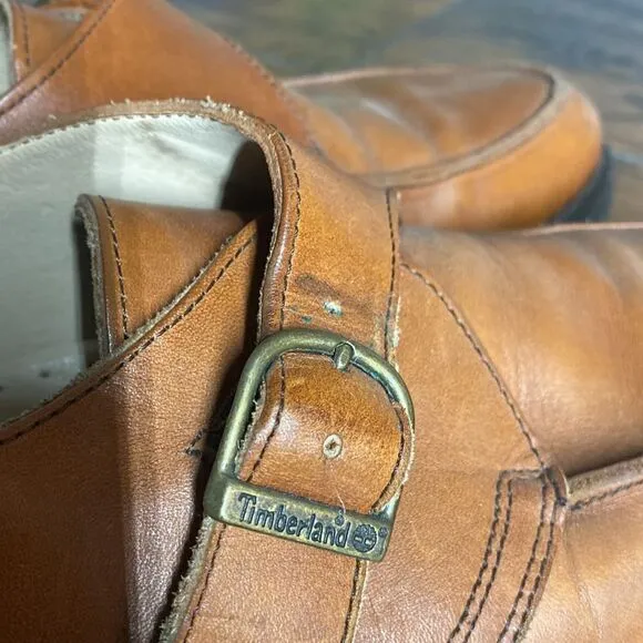 VTG Timberland one strap buckle leather loafers size 9  made in portugal in EUC