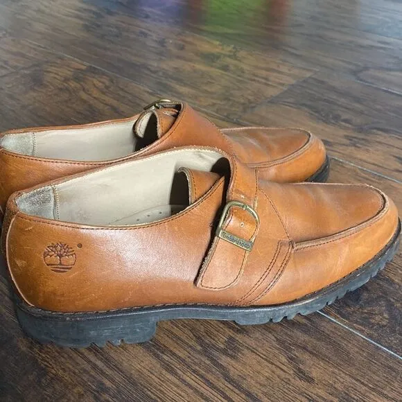 VTG Timberland one strap buckle leather loafers size 9  made in portugal in EUC