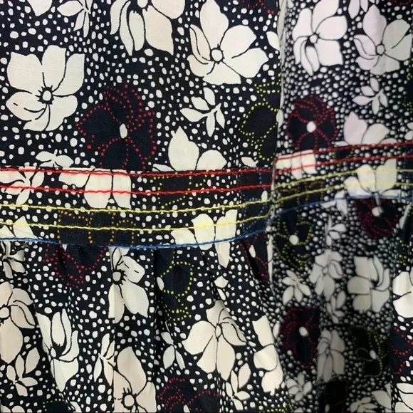 WARM Dress Big Love Floral Tiered Tie Shoulder Maxi Dress Size S Black