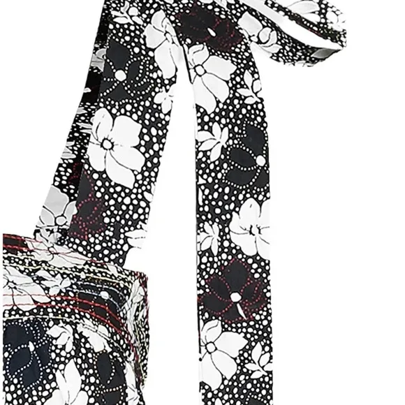 WARM Dress Big Love Floral Tiered Tie Shoulder Maxi Dress Size S Black