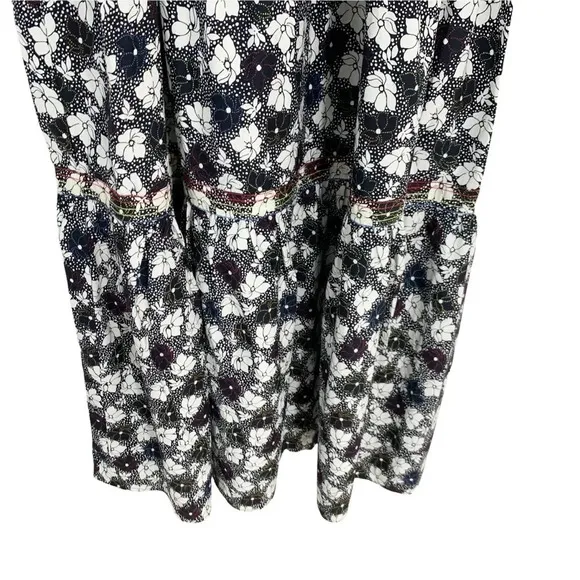 WARM Dress Big Love Floral Tiered Tie Shoulder Maxi Dress Size S Black