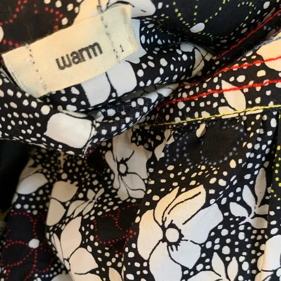 WARM Dress Big Love Floral Tiered Tie Shoulder Maxi Dress Size S Black