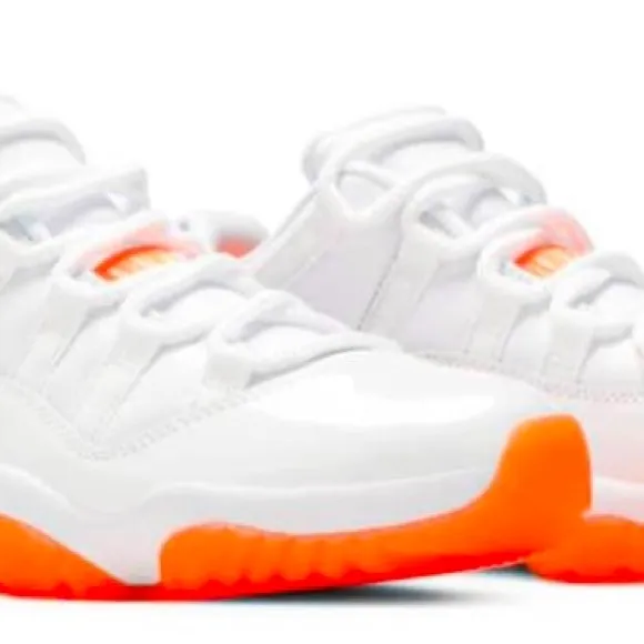 White and Orange Crush 11 Low-Top Sneakers