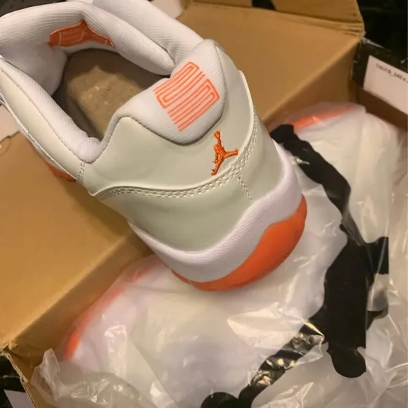 White and Orange Crush 11 Low-Top Sneakers