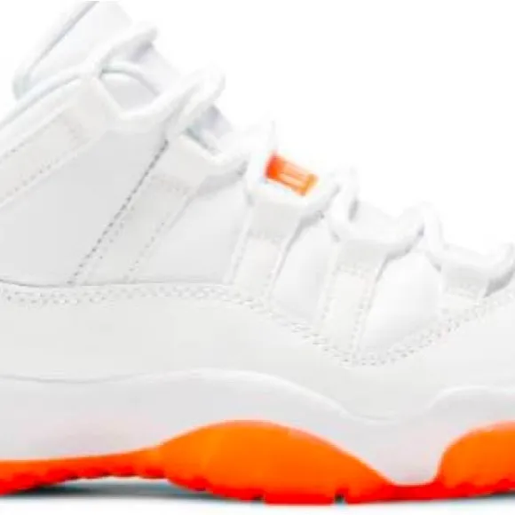 White and Orange Crush 11 Low-Top Sneakers