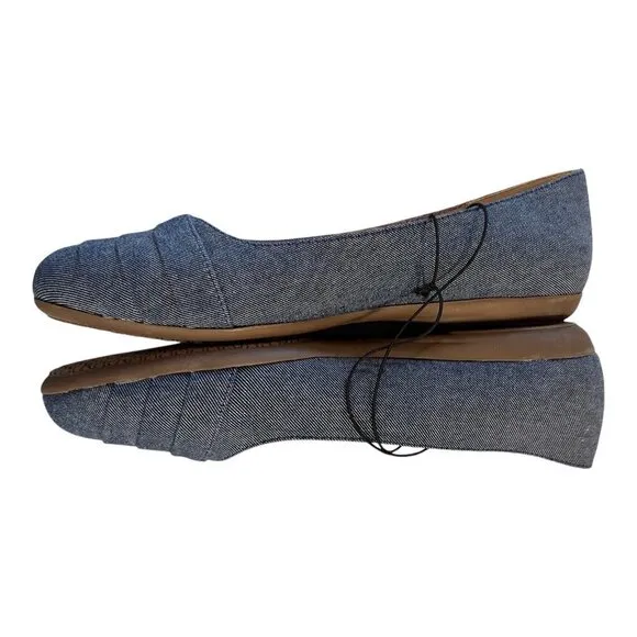 White Mountain Clara DK Denim Ballet Flat Size 9M Textured Sole &amp; Comfort Insole