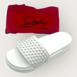 White Pool Fun Flat leather spike sandals size 41.5Men 8.5