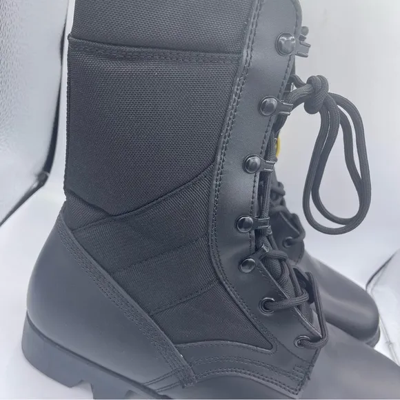 Wideway mens military combat motorcycle black leather boots Size 11