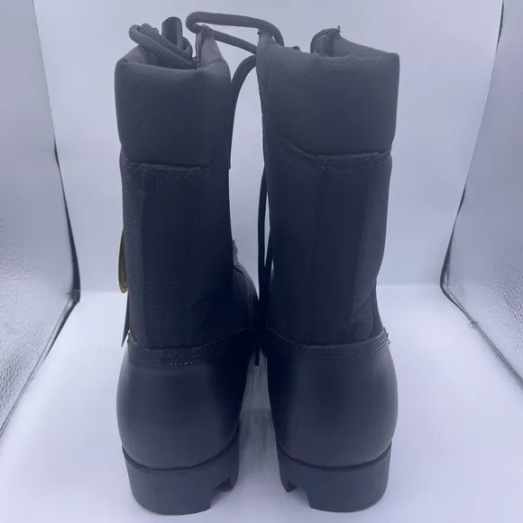 Wideway mens military combat motorcycle black leather boots Size 11