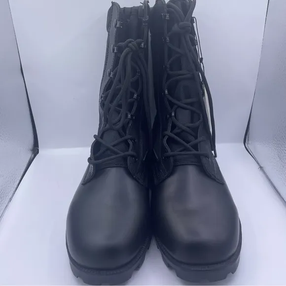 Wideway mens military combat motorcycle black leather boots Size 11