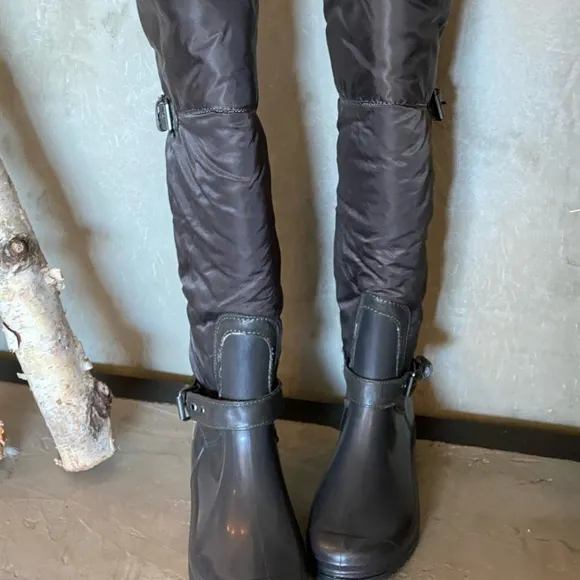 Winter padded rain boots with zipper