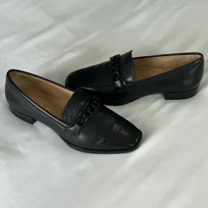 Wirth Black Leather Loafers with Chain Detail Made in Brazil