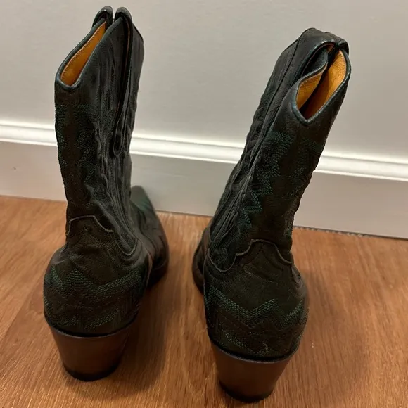 🆕wob Frye Judy Western boots, Sz 6, black/green