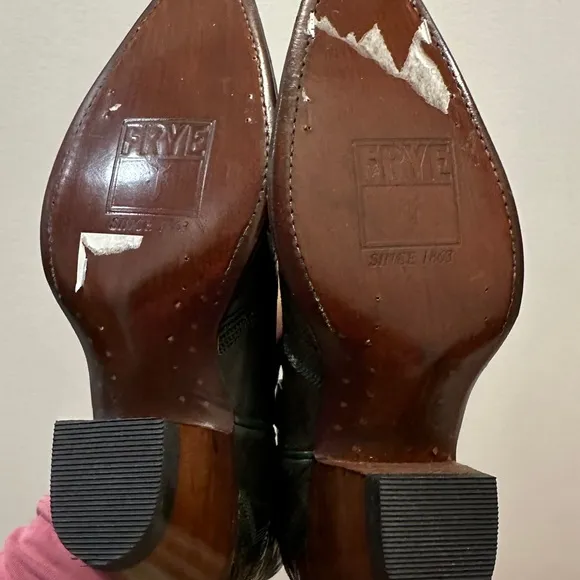 🆕wob Frye Judy Western boots, Sz 6, black/green