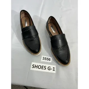 Womans Halogen Size 7.5 M Black Vented Slip On Chunky Heel Loafers