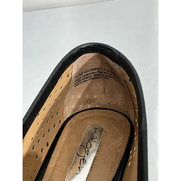 Womans Halogen Size 7.5 M Black Vented Slip On Chunky Heel Loafers