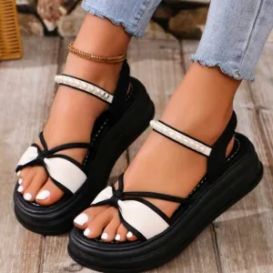 Women Wide-Fit Summer Slippers, Casual Open Toe Beach Sandals With Flat Heel