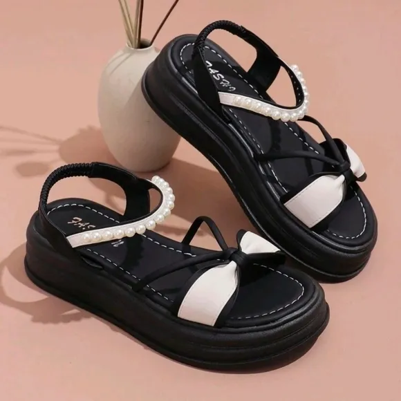 Women Wide-Fit Summer Slippers, Casual Open Toe Beach Sandals With Flat Heel