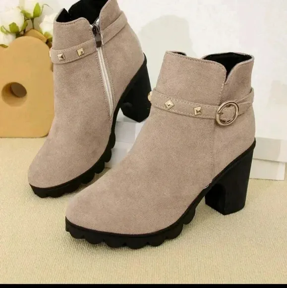 Women's Ankle Boots And Short Boots, New Thick Heel Round Toe Platform Boots