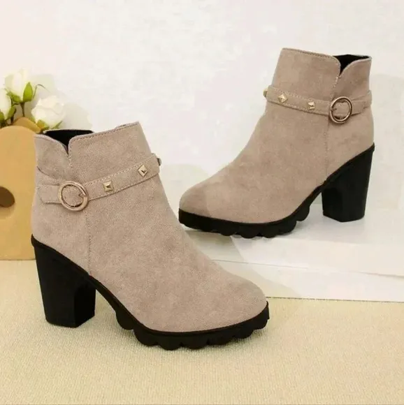 Women's Ankle Boots And Short Boots, New Thick Heel Round Toe Platform Boots