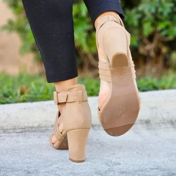 Women's Ankle Strap‎ Block Heel Dress Sandals Natural Color