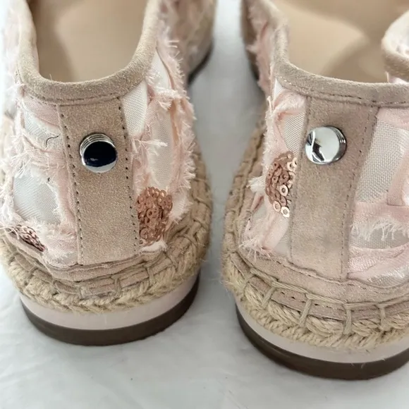 Women’s BOTKIER SARA 9 Pink Embellished Espadrilles Mesh Sequins Mixed Textiles