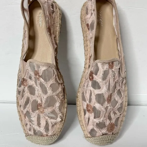 Women’s BOTKIER SARA 9 Pink Embellished Espadrilles Mesh Sequins Mixed Textiles