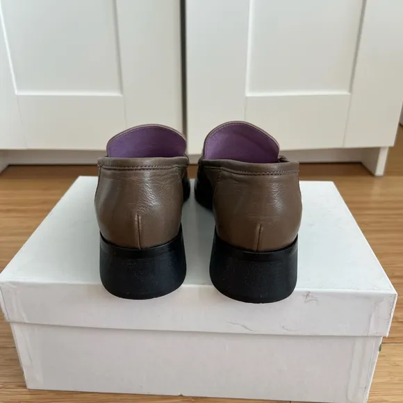 Women’s Brown Leather Loafers, real leather, Italy, eur 39, us 9
