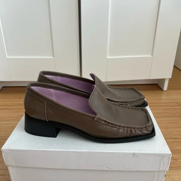 Women’s Brown Leather Loafers, real leather, Italy, eur 39, us 9