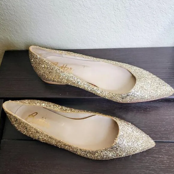 Women's Butter london Gold Glitter Pointed Toe Flats Size 38