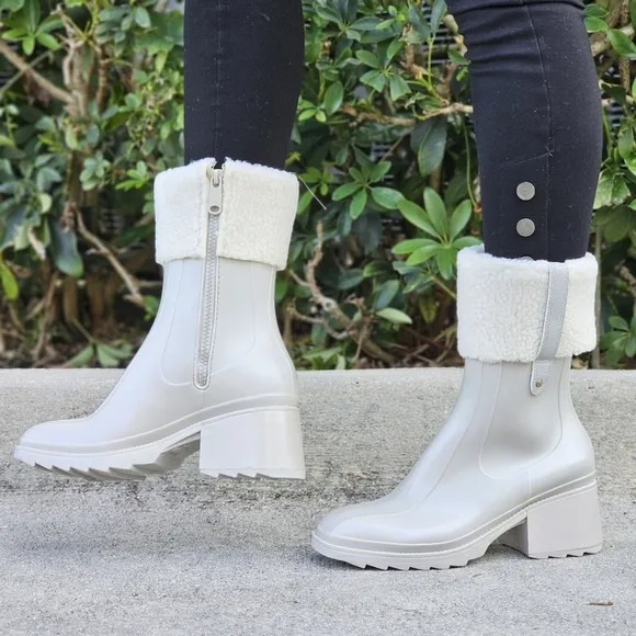 Women's Chunky Block Heel Ankle Boots Gray Color