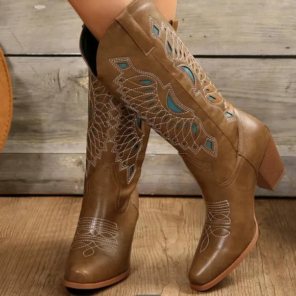 Women's Fashionable Four Seasons Western-Style Casual Riding Boots Cowgirl Boots
