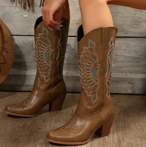 Women's Fashionable Four Seasons Western-Style Casual Riding Boots Cowgirl Boots