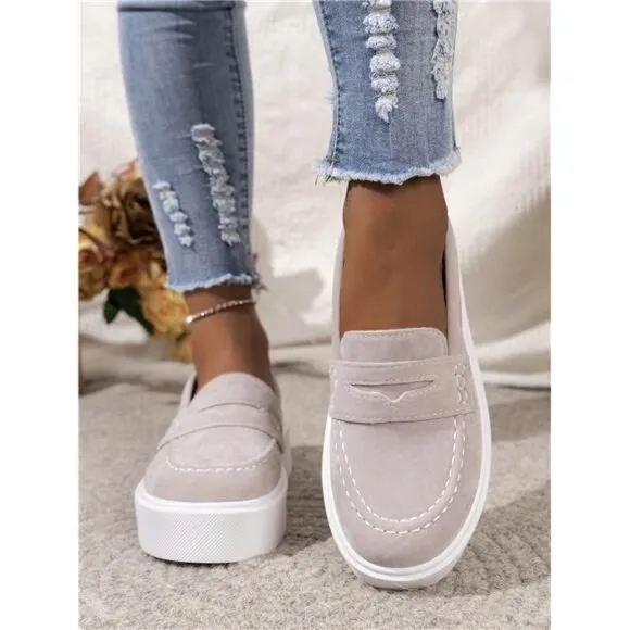 Women's Fashionable Plus-Size Comfortable Loafers, Slip-On Sneakers