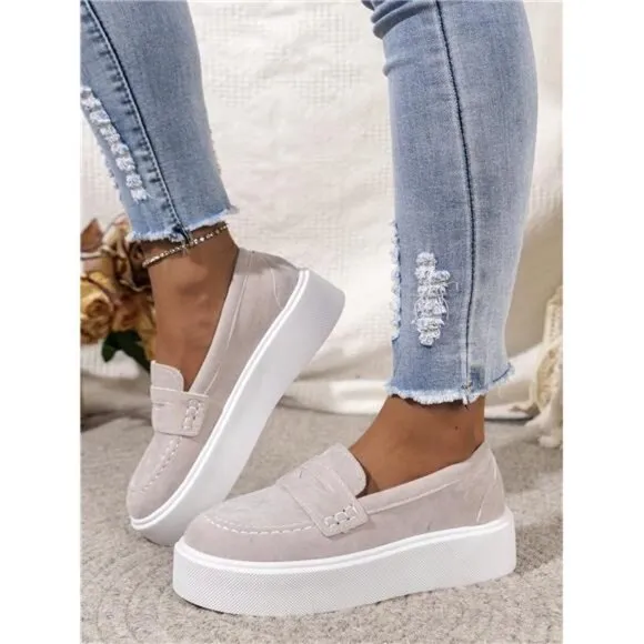 Women's Fashionable Plus-Size Comfortable Loafers, Slip-On Sneakers