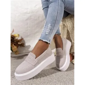 Women's Fashionable Plus-Size Comfortable Loafers, Slip-On Sneakers